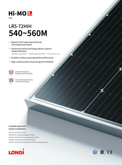 Slika Solarni paneli Longi LR5-72HIH-545M  Silver frame